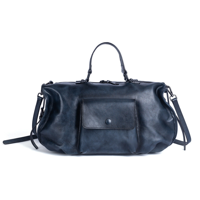 Women's First Layer Leather Hand-rub Color Oversized Crossbody Bags