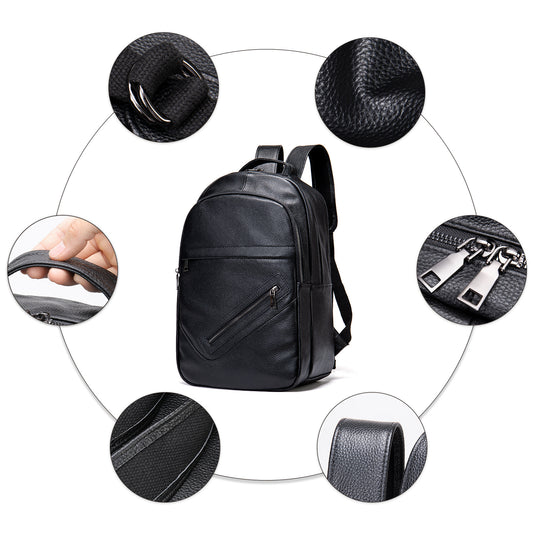 Men's Leather Large Capacity Korean Cowhide College Backpacks
