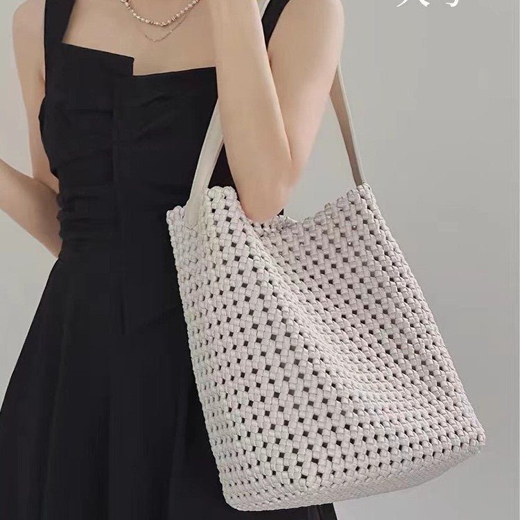 Women's Retro Hollow Woven Large Capacity Portable Shoulder Bags