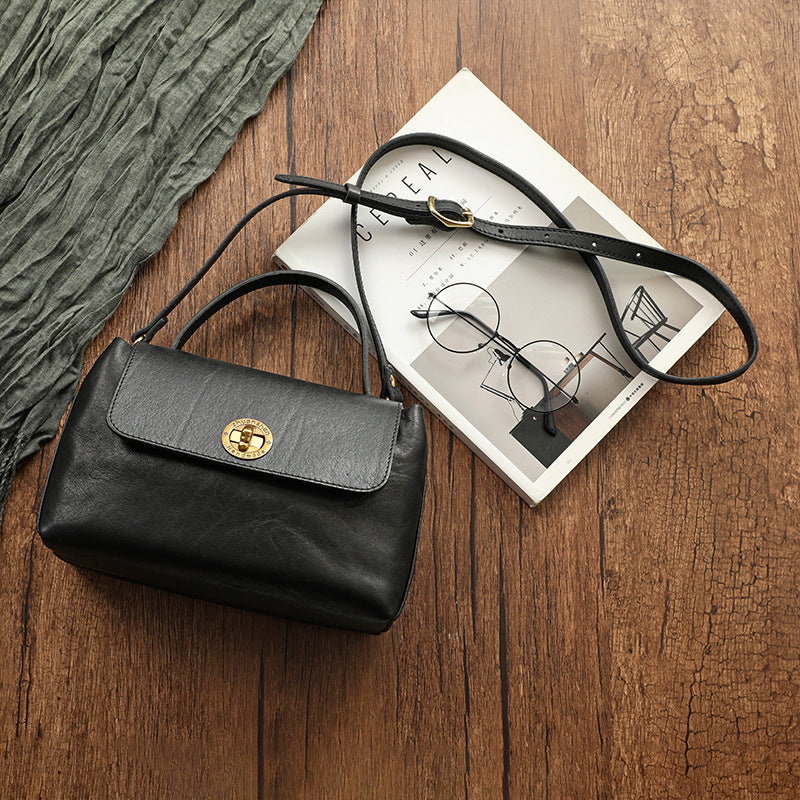 Leather Vintage Brass Hardware Thickness Match Crossbody Bags