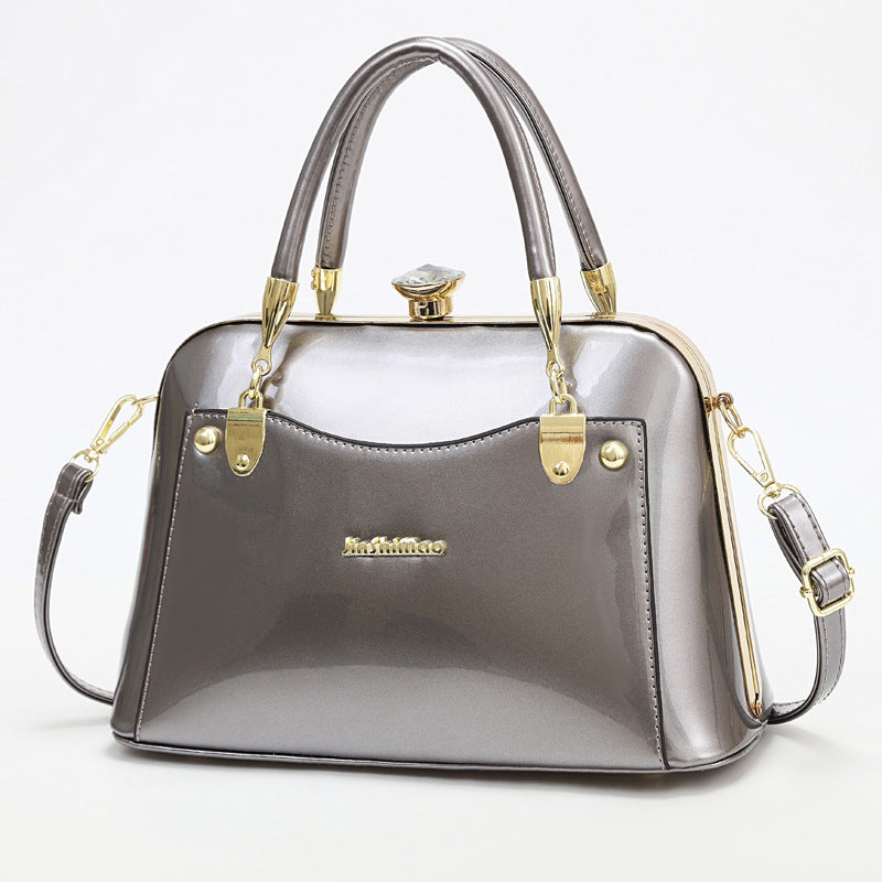 Women's Popular Bright Leather Steel Frame Fashion Handbags