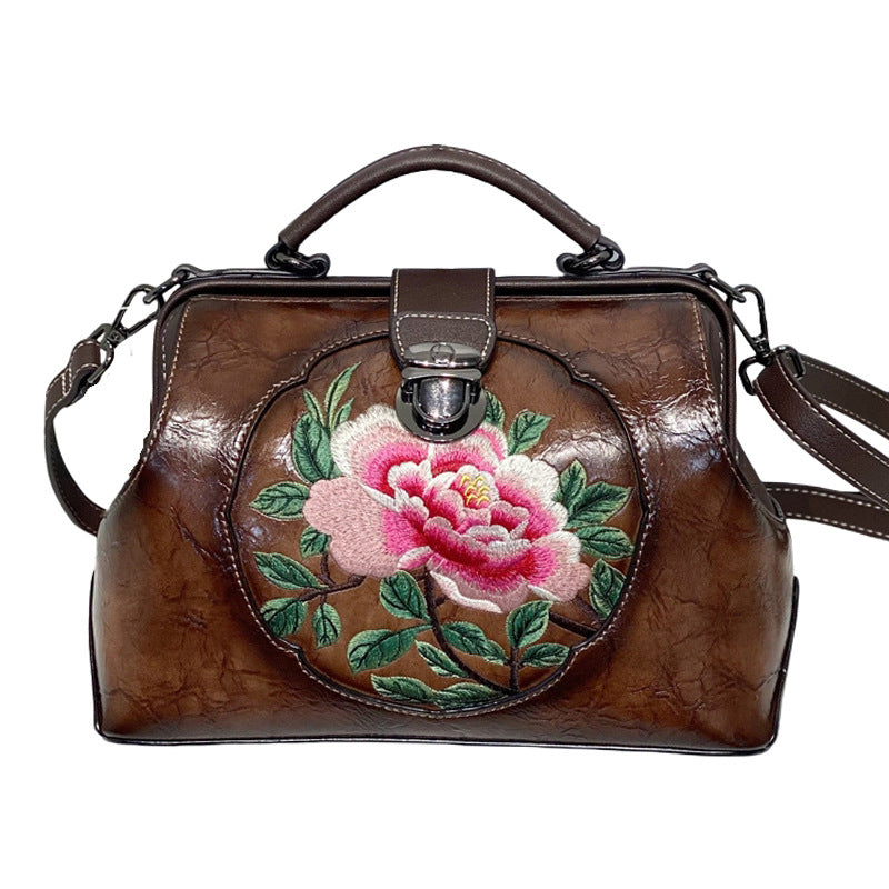 Women's Retro Style Embroidery With Cheongsam Cotton Shoulder Bags