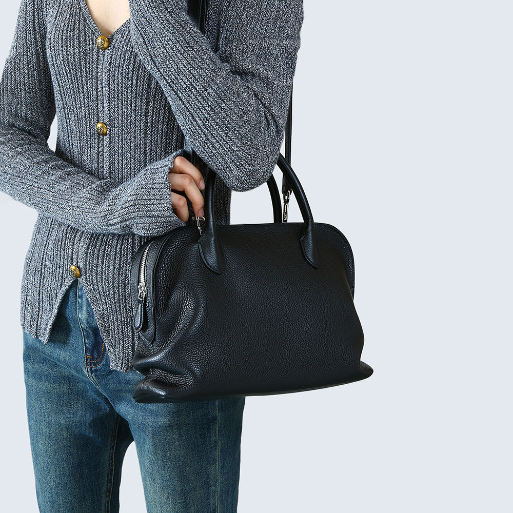 Women's Luxury Leather Boston Large Capacity Handbags