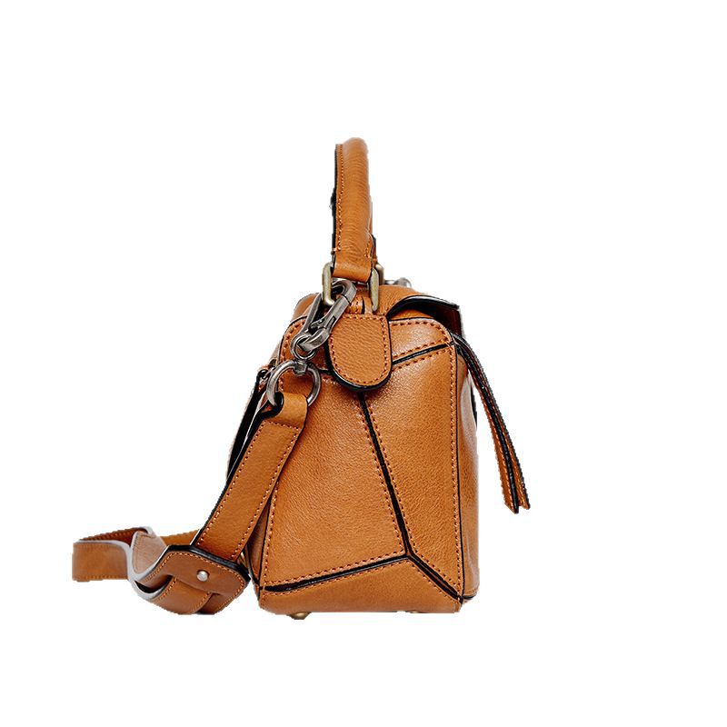 Fashion Entry Lux Geometric Genuine Leather Handbags