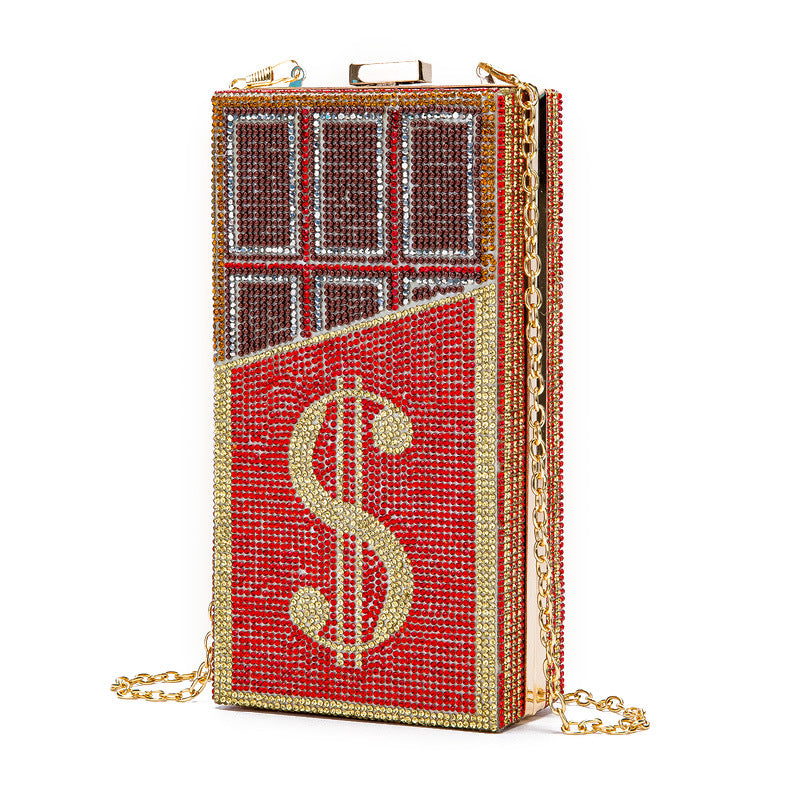 New Diamond Chocolate Dollar Dinner Chain Evening Bags