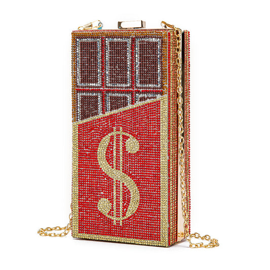 New Diamond Chocolate Dollar Dinner Chain Evening Bags