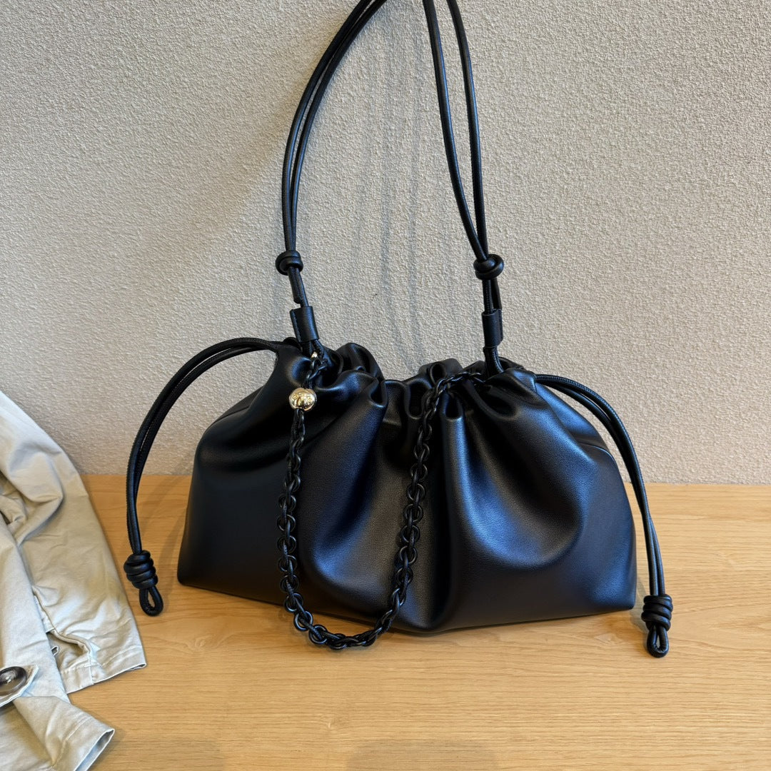 Women's Drawstring Lucky Genuine Leather Exquisite Hand Bags