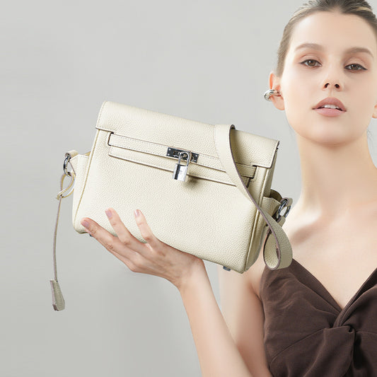 Women's Cowhide Kelly Black Portable Commuter High-grade Shoulder Bags