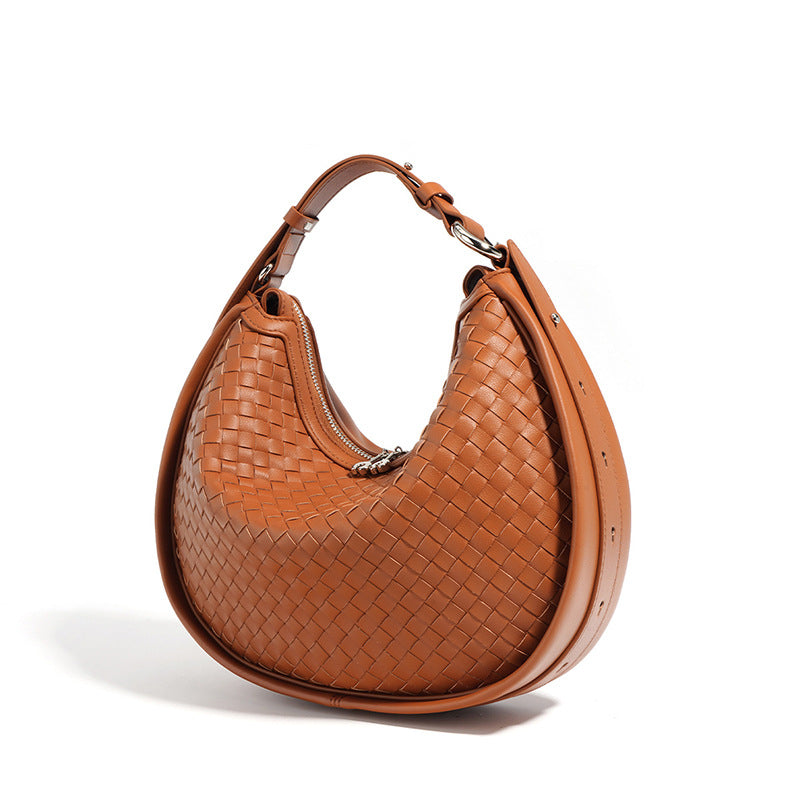 Women's Leather Selenodont Large Capacity Commuter Hand-woven Bags