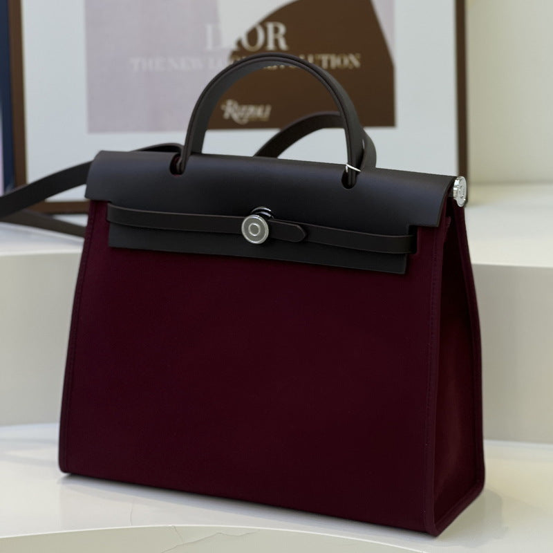 Graceful Classy Attractive Leather With Canvas Handbags