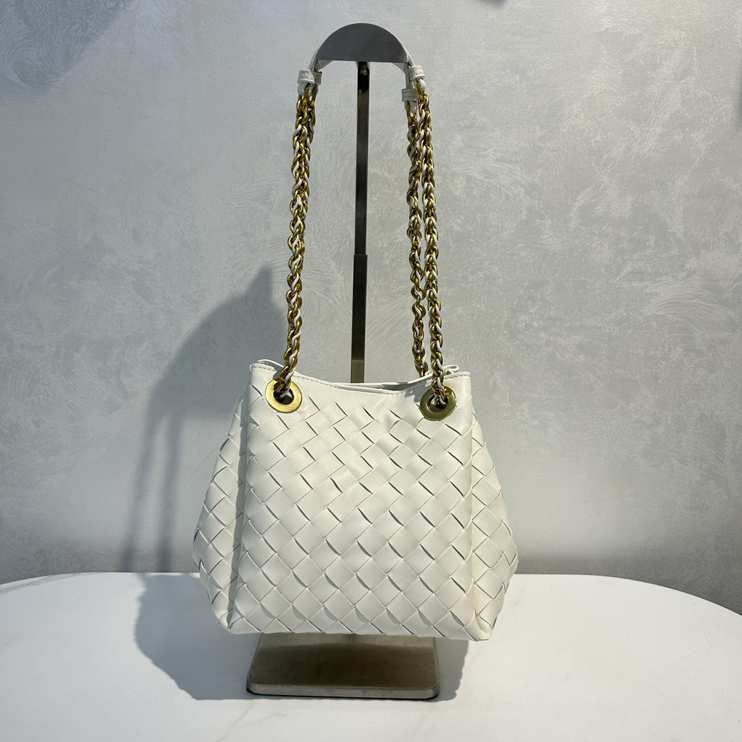 Women's Parachute Handmade Genuine Leather Woven Shoulder Bags