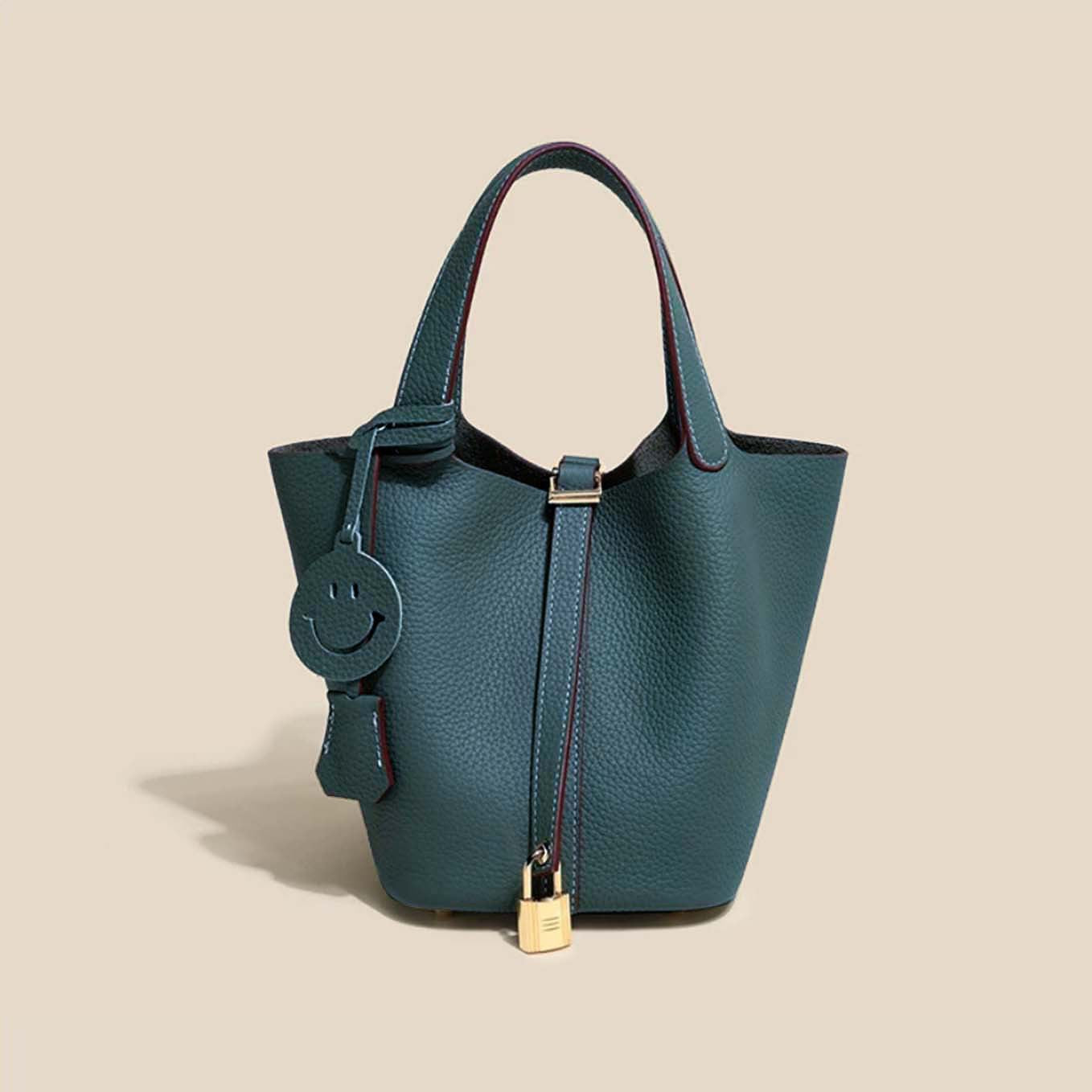 Women's Layer Cowhide Vegetable Basket Versatile Genuine Handbags