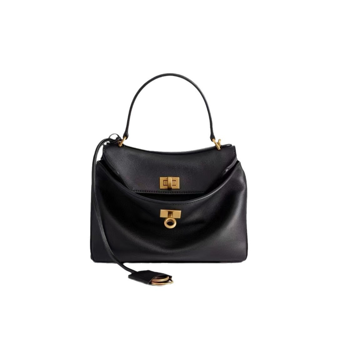 Cowhide Clutch Practical Capacity Large With Lock