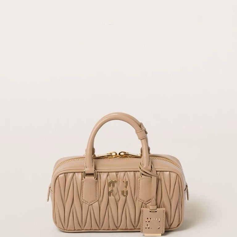 Women's Pleated Bowling Boston Portable Rhombus Bags