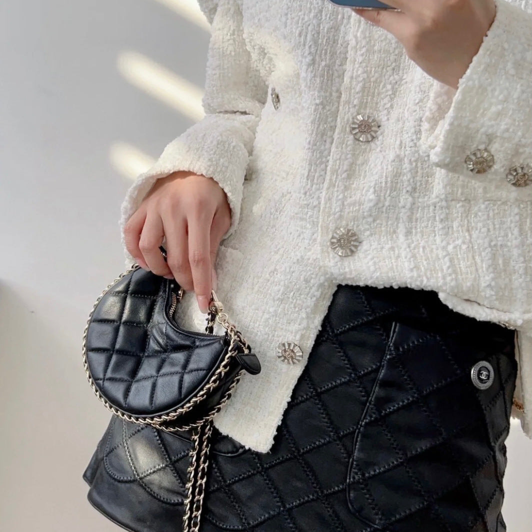 High-grade Genuine Leather Classic Style Diamond Chain Shoulder Bags