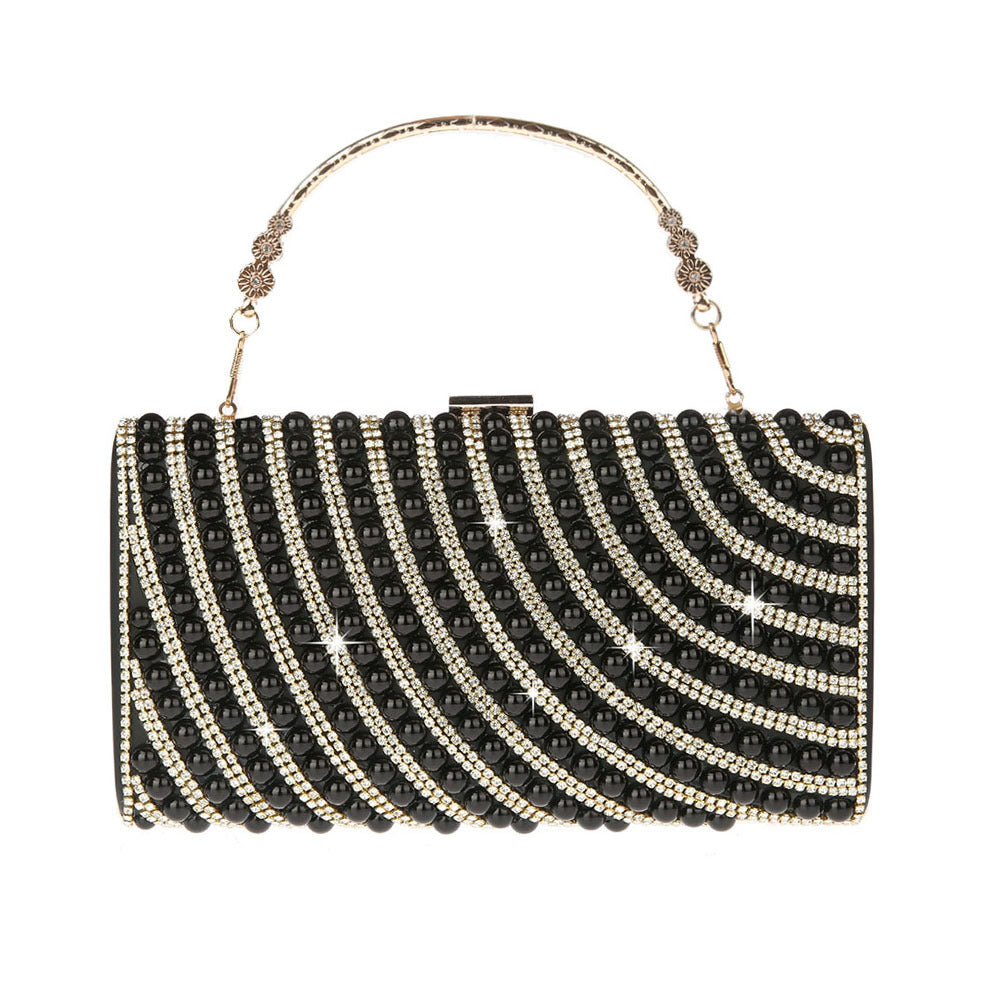 Elegant Imitation Pearl Rhinestone Clutch Banquet Evening Bags
