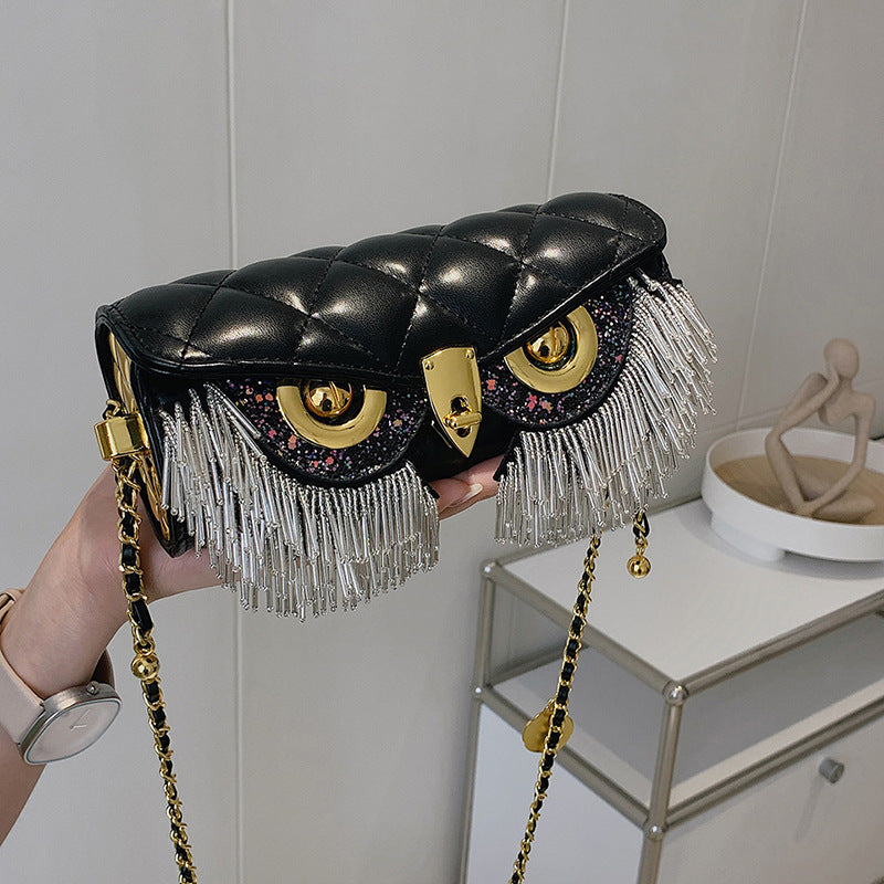 Women's Tassel Diamond Chain Round Funny Fashion Shoulder Bags