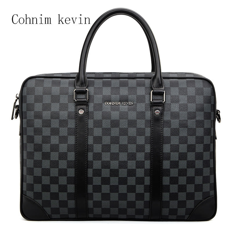 Men's Plaid Business Classic Hand Carrying Inch Men's Handbags