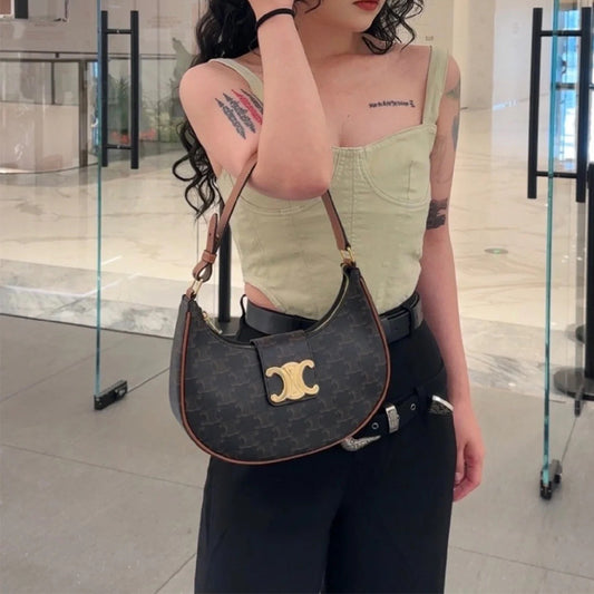 Women's Arc Underarm Retro Presbyopic Selenodont Metal Armpit Bags