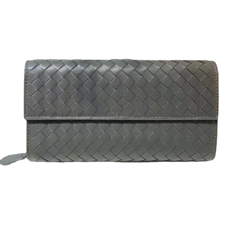 Fashion Long Lady's Sheepskin Woven Clutch Ladies Wallets