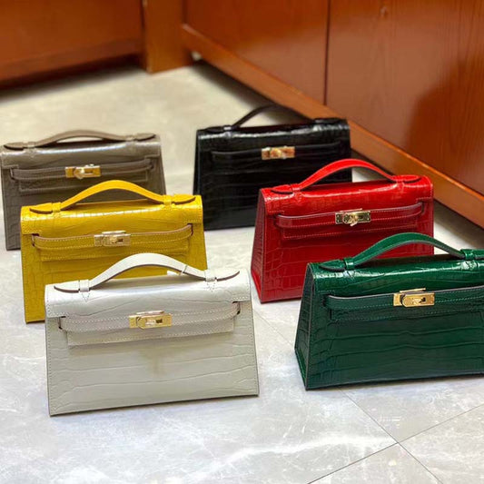Women's Crocodile Pattern Mini Generation Kelly Genuine Crossbody Bags