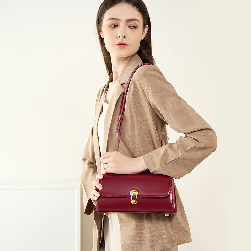 Women's Planet Baguette Genuine Leather French Minority Shoulder Bags