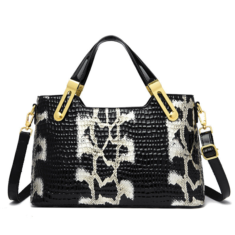 New Women's Trendy Crocodile Pattern Large Bags