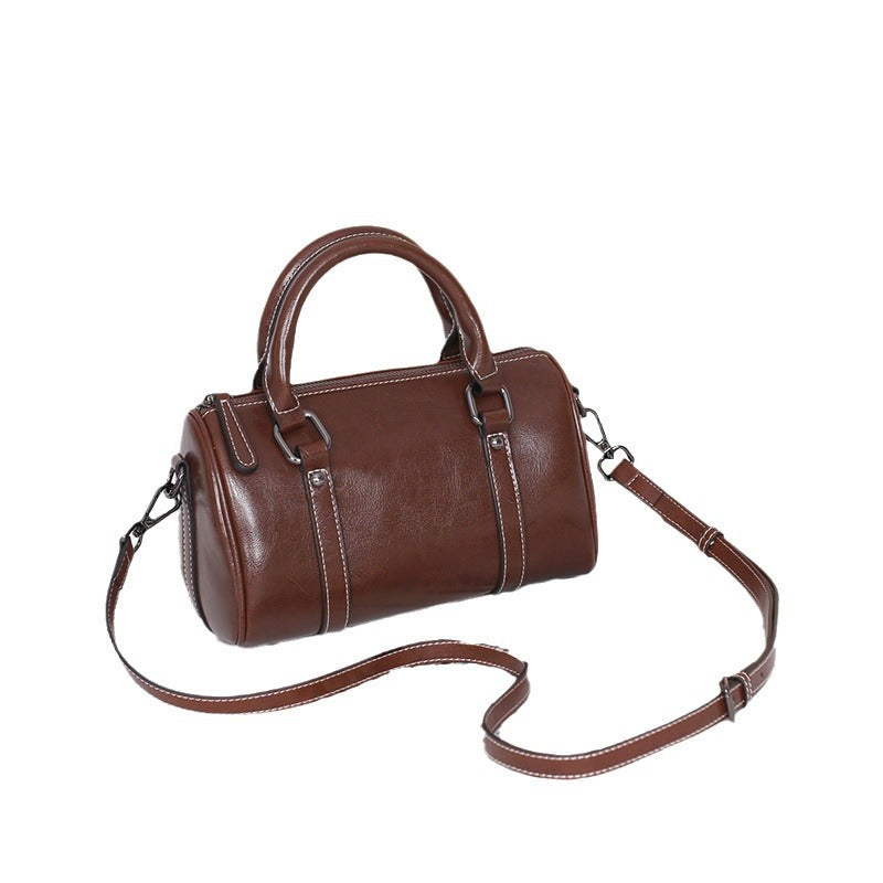 Women's Fashion Oil Wax Cowhide Classic Texture Shoulder Bags