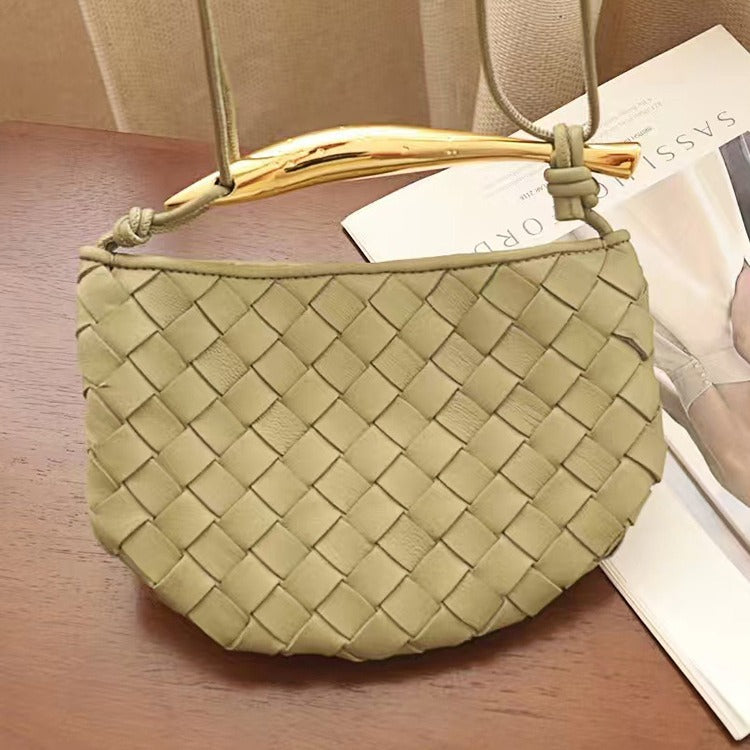 Mini Sardine Woven Cowhide Metal Portable Crossbody Bags