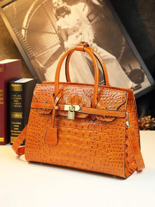 Women's Elegant Crocodile Pattern Big Mother Hard Handbags