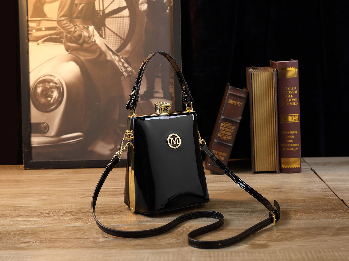 Vertical Style Mobile Patent Leather Glossy Can Crossbody Bags