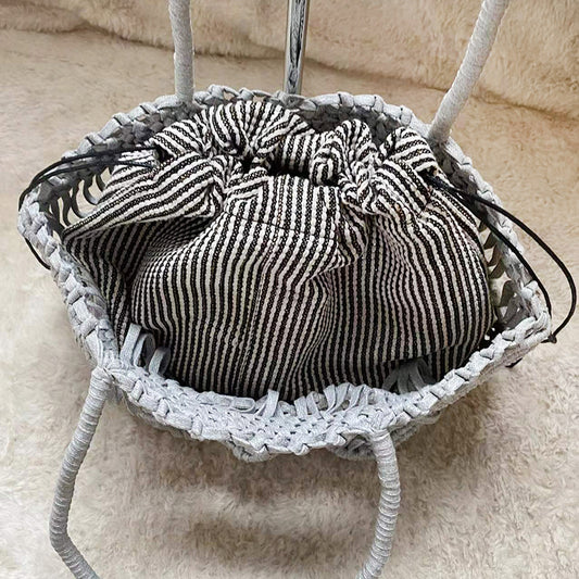 Women's Hollow Out Woven Summer French Straw Shoulder Bags