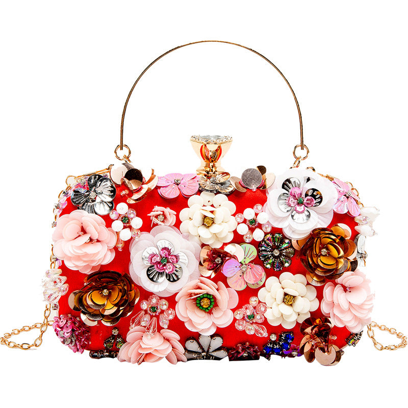 Handmade Pearl Embroidery Flowers Banquet Lady Evening Bags