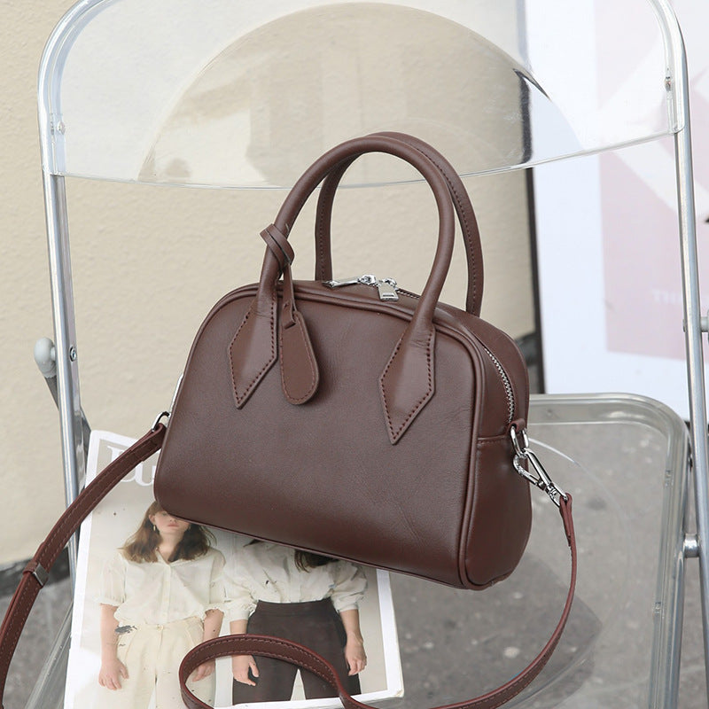 Women's Leather Summer High Sense Niche Pillow First Layer Cowhide Handbags