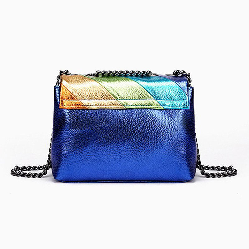 Women's Rainbow Contrast Splicing Eagle Bird Head Shoulder Bags