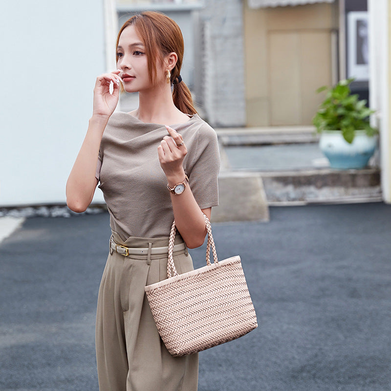 Women's Spring Woven French Style Vegetable Basket Bags