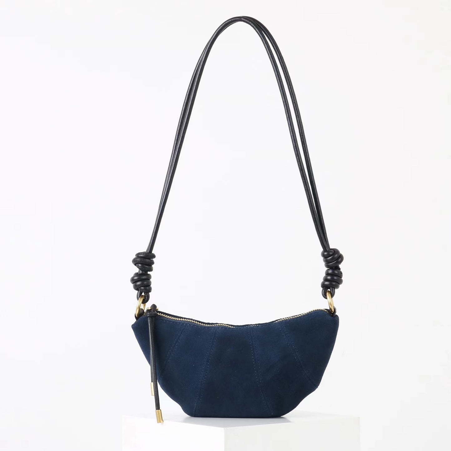 Women's Trendy Retro Frosted Leather Croissant Design Handbags