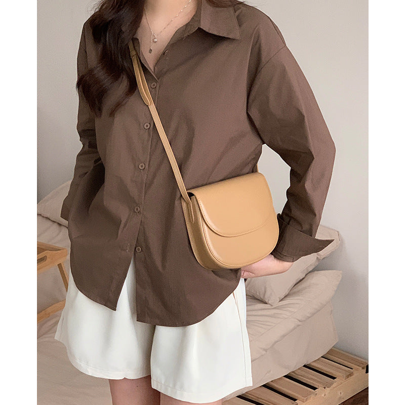 Women's Niche Genuine Leather High-grade Simple Saddle Bags