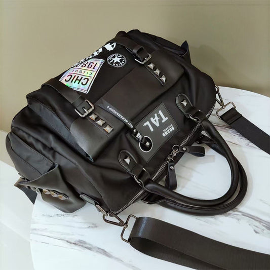 Women's Trendy Nylon Leather Personality Rivets Jean Handbags