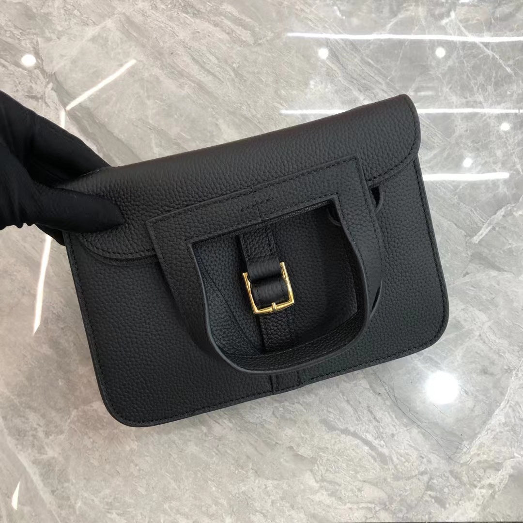 Women's Portable Lychee Pattern First Layer Cowhide Shoulder Bags