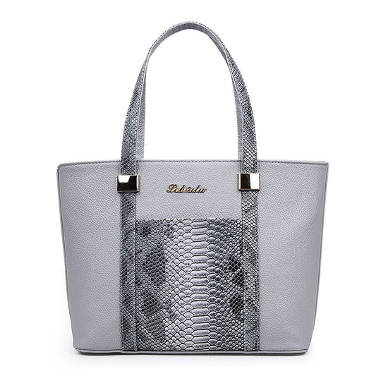 Women's Fashionable Embossed Snakeskin Pattern Portable Mother Shoulder Bags