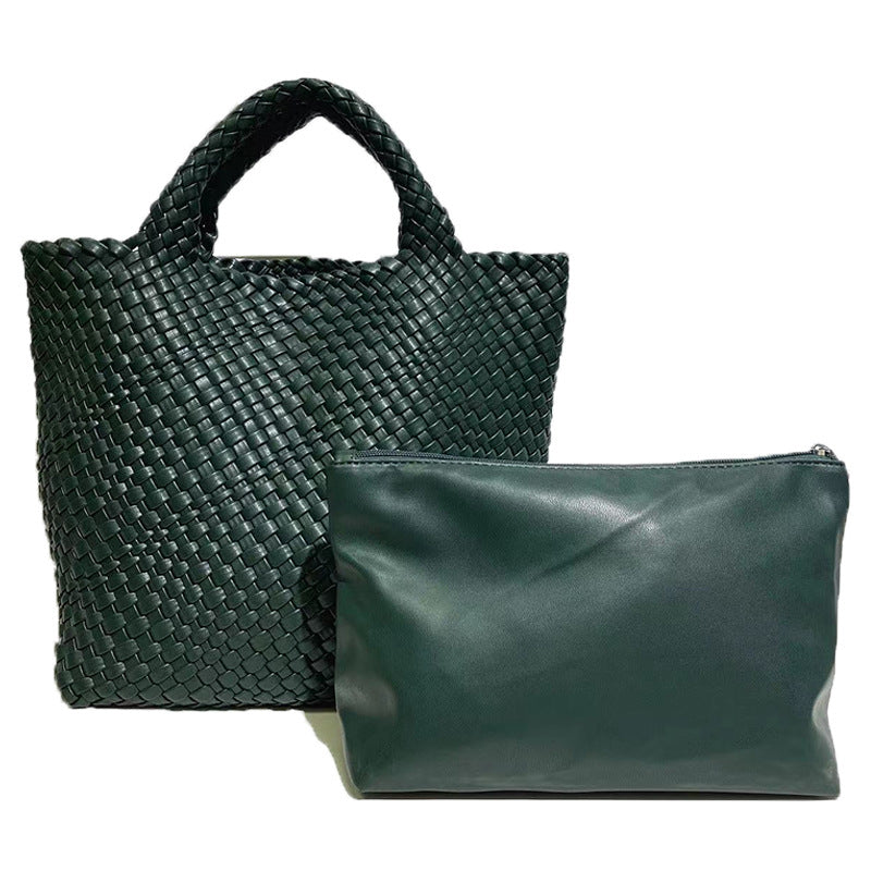 Women's Large Capacity Woven Fashion Double Wrist Shoulder Bags