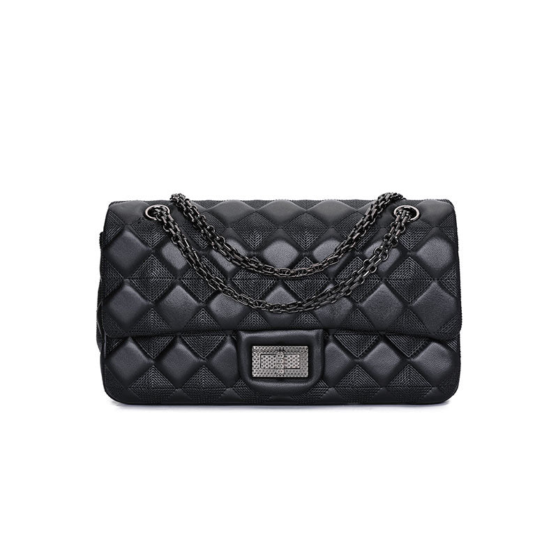 Women's Rhombus Chain Fashion Sheepskin Genuine Leather Shoulder Bags