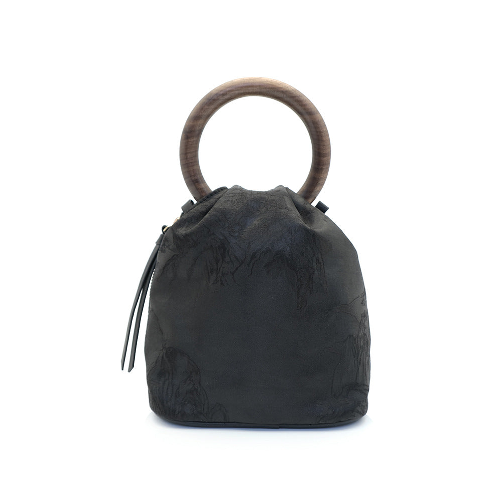 Yarn Wooden Chinese Style Hand Carrying Crossbody Bags