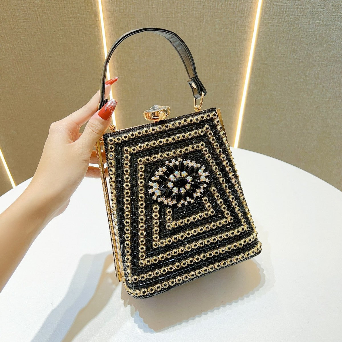Dinner Dress Portable Clutch Rhinestone Shiny Handbags