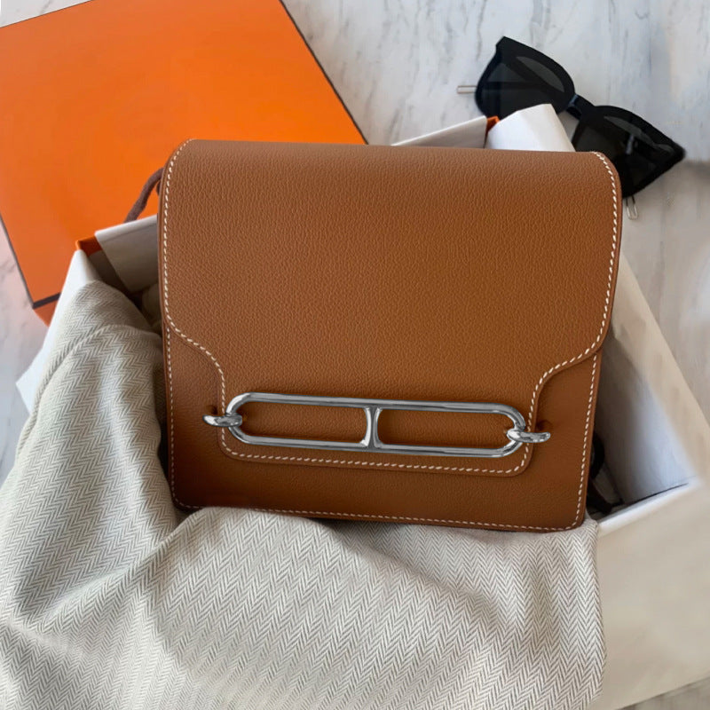 Trendy Classic Pig Nose Stewardess Cowhide Crossbody Bags