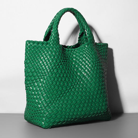 Soft Leather Woven Big Vegetable Basket Handbags