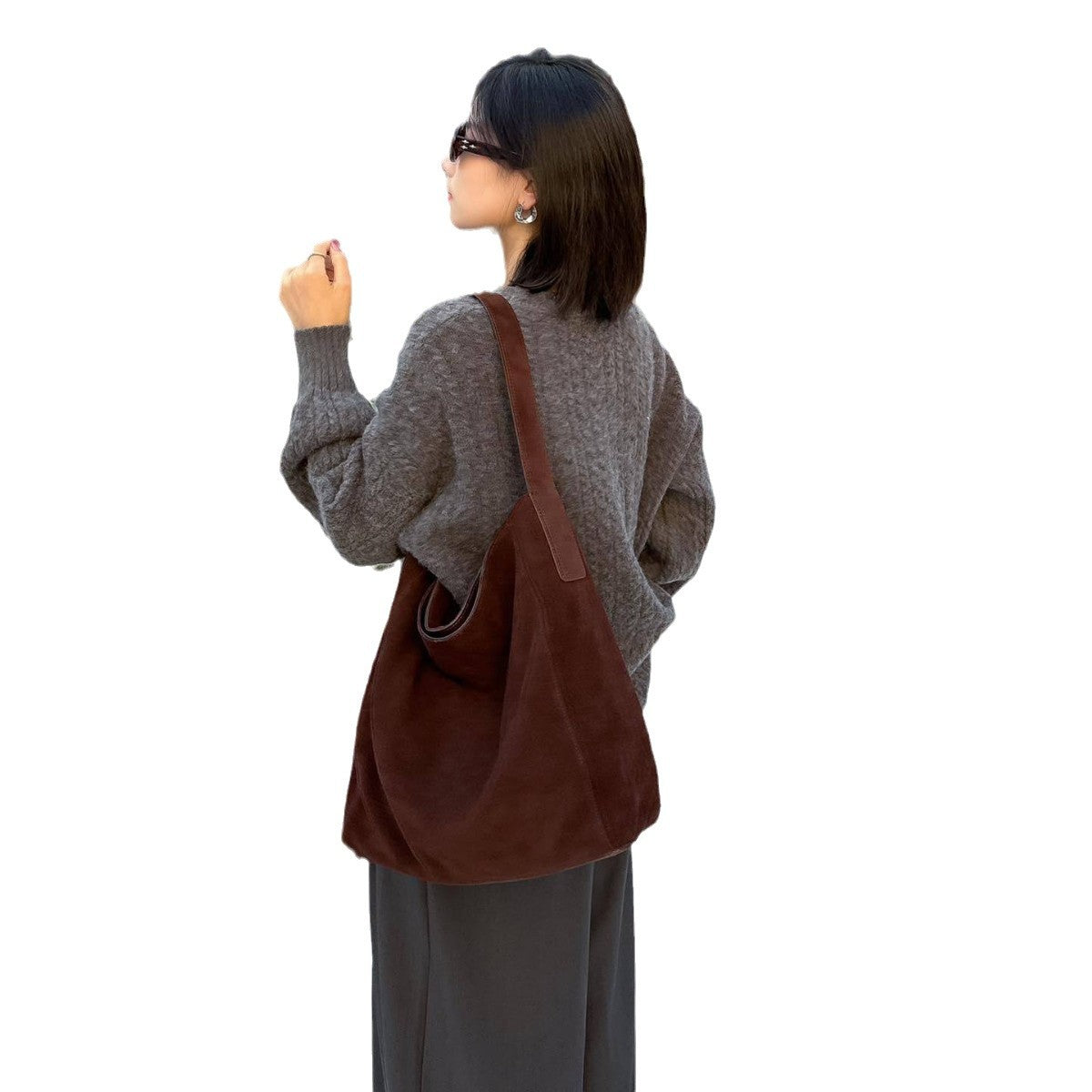 Frosted Cowhide Large Capacity Minimalist Relaxed Feeling Shoulder Bags