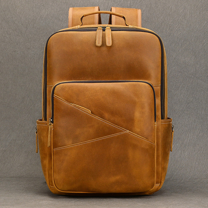 Men's Horse Leather Inch Retro Computer Backpacks