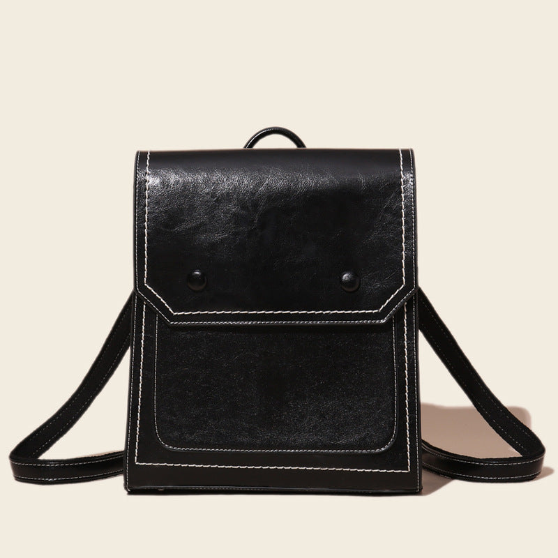 Women's Leather Fashion Oil Wax Cowhide Vintage Backpacks